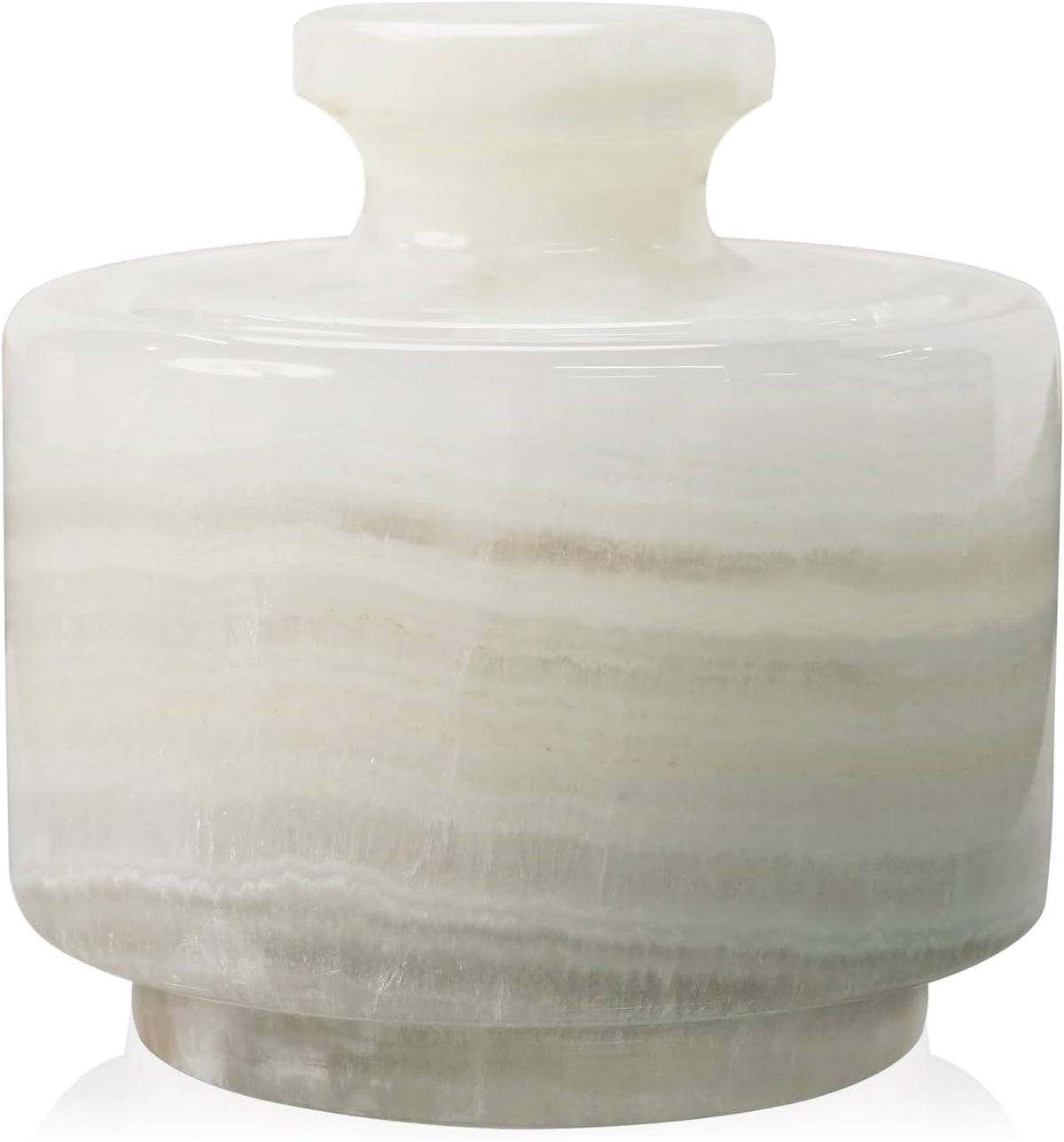 White onyx marble salt cellar with lid for kitchen use