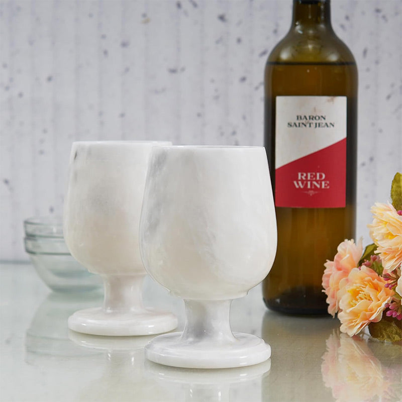 Marble Wine Glasses 5'' Drinkware For Red and White Wine For Wine Party - Champagne & Cocktail Glasses